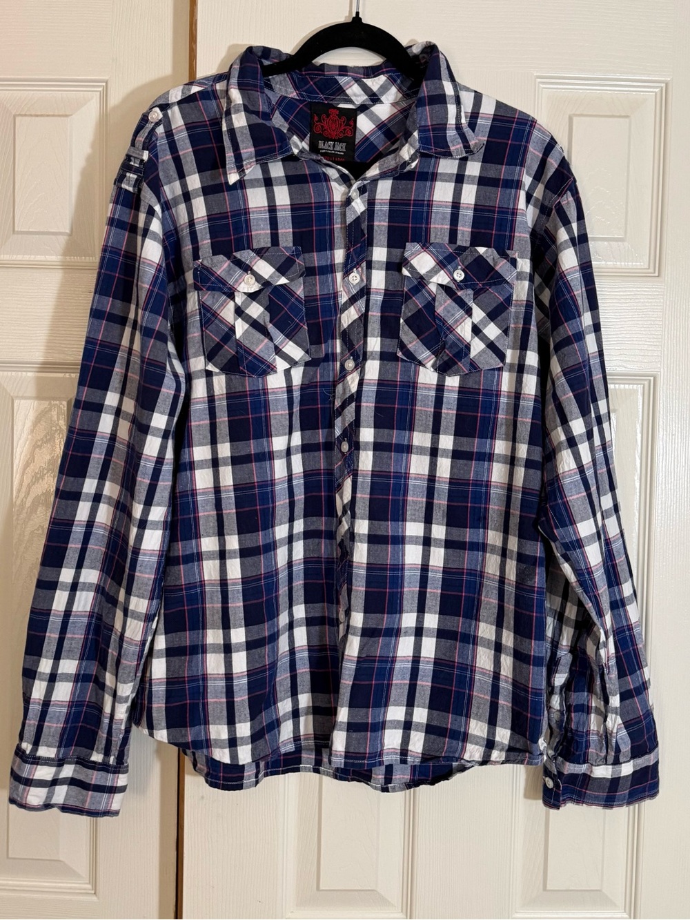Black Jack First Class Luxury Men’s XL Plaid Long Sleeve Button Up Shirt